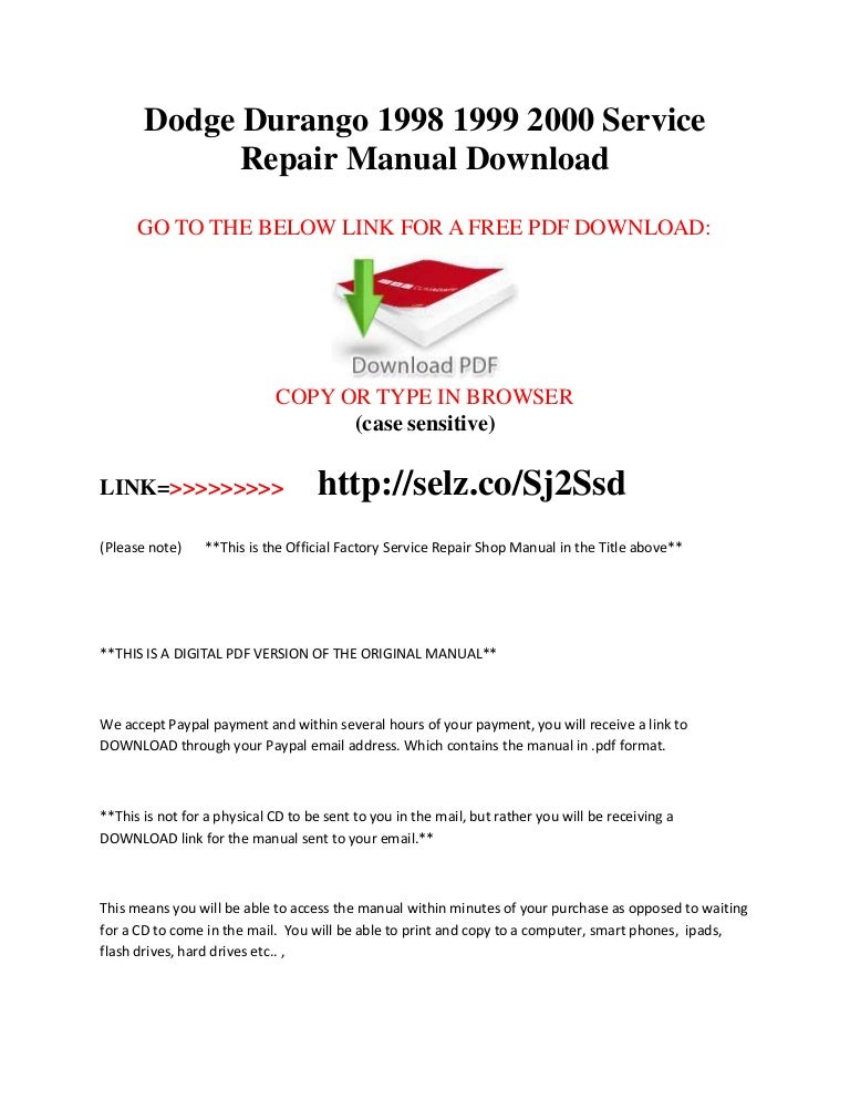 1998 dodge durango service repair manual